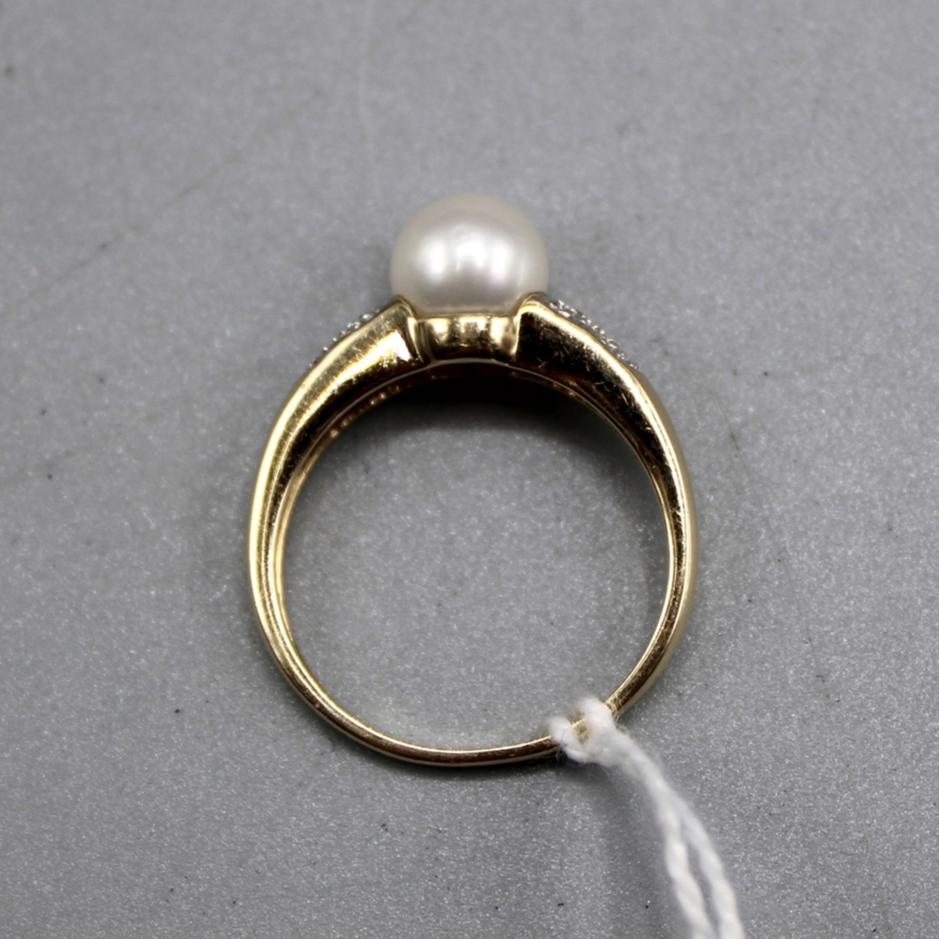 Perlenring 585 Gold, Perle Ø ca. 7,2 mm, Ring Ø ca. 17,5 mm, 2,7 g - Bild 2 aus 2