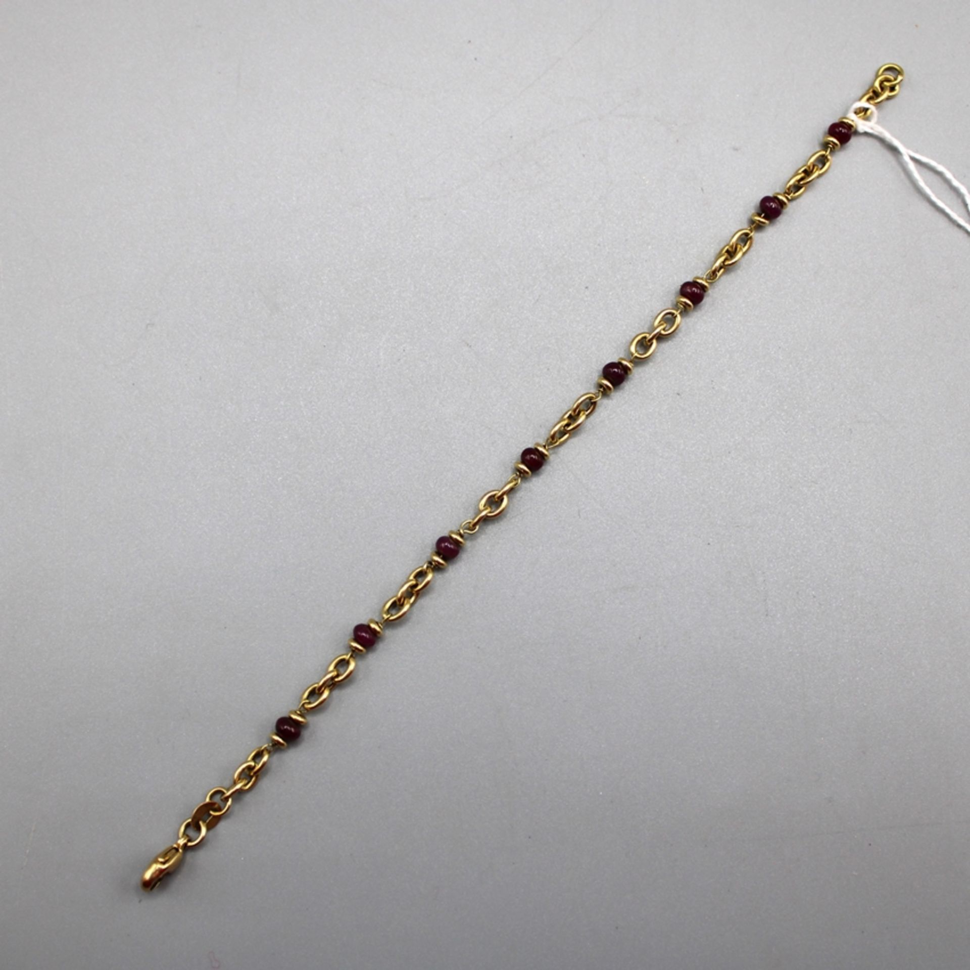 Rubin Armband 750 Gold, Stärke ca. 4,1 - 4,2 mm, Länge ca. 19 cm, 5,9 g
