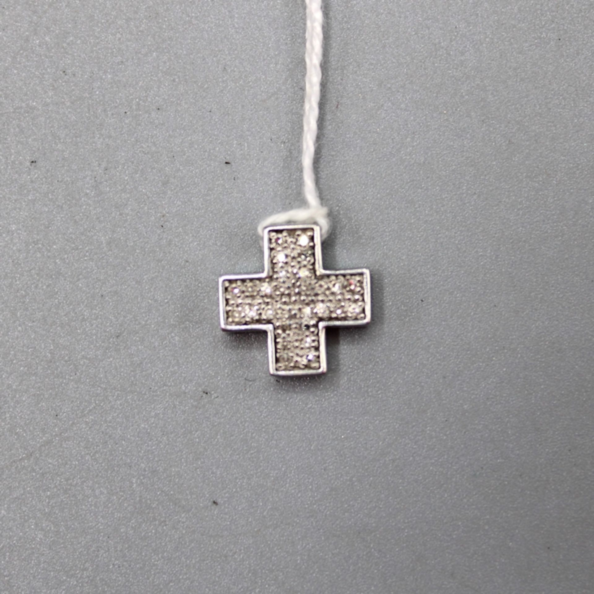 Diamant Kreuz Anhänger 585 Weißgold, ca. 12,6 x 12,6 mm, 3,2 g