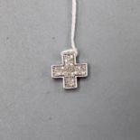 Diamant Kreuz Anhänger 585 Weißgold, ca. 12,6 x 12,6 mm, 3,2 g