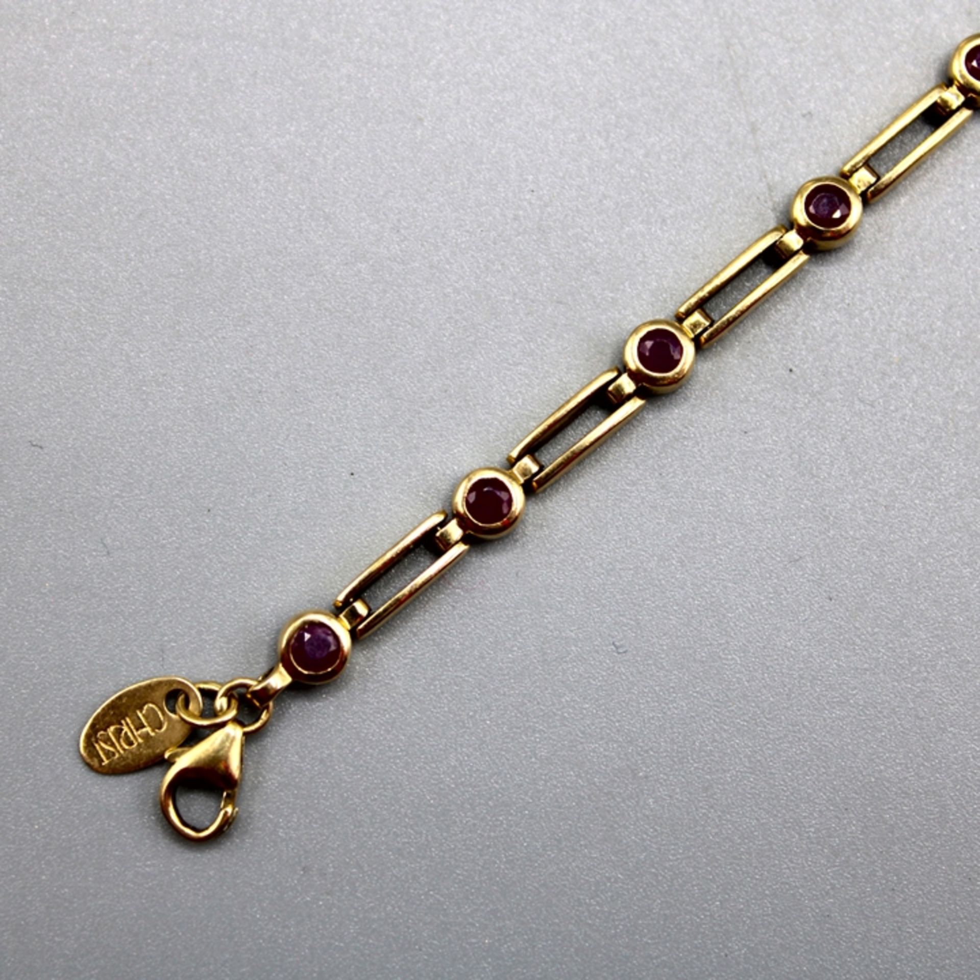 Christ Rubin Armband 585 Gold, 13 Rubine, Stärke ca. 3,2 - 4,5 mm, Länge ca. 18,5 cm, 9,7 g - Bild 2 aus 2