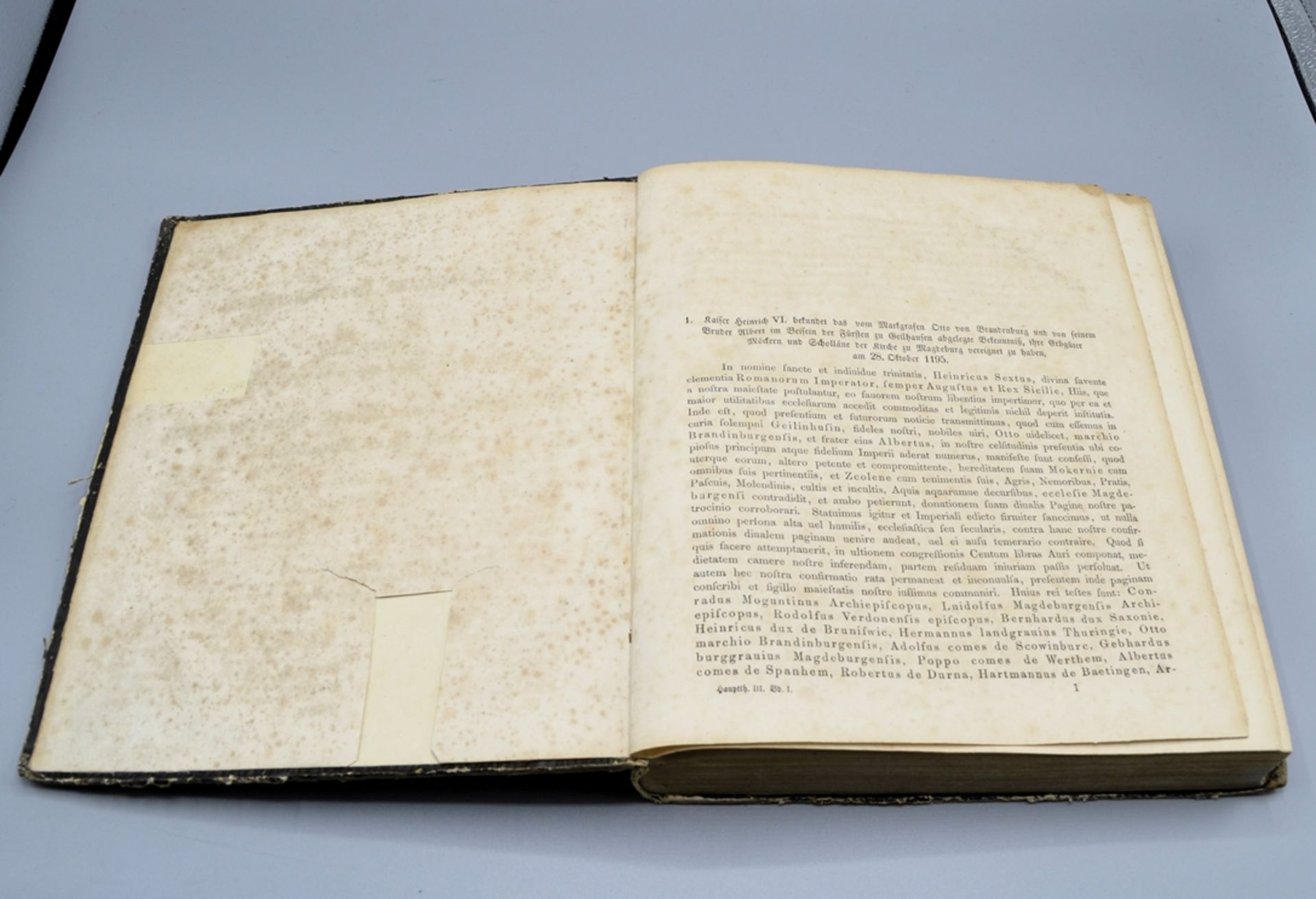 Riedel`s Codex diplomaticus Brandenburgensis, Des dritten Haupttheiles erster Band, Berlin 1859, Ti - Bild 2 aus 2
