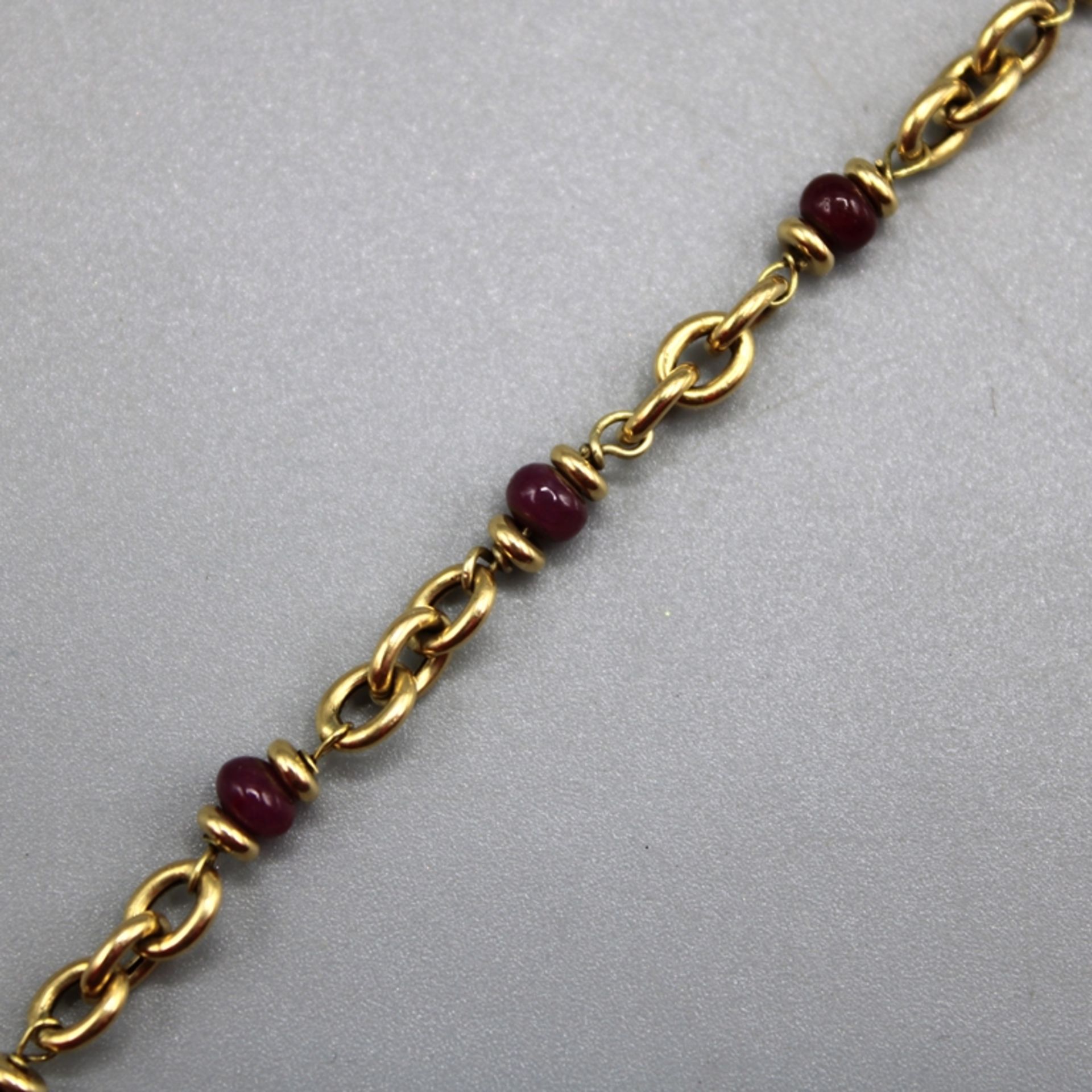 Rubin Armband 750 Gold, Stärke ca. 4,1 - 4,2 mm, Länge ca. 19 cm, 5,9 g - Bild 2 aus 2