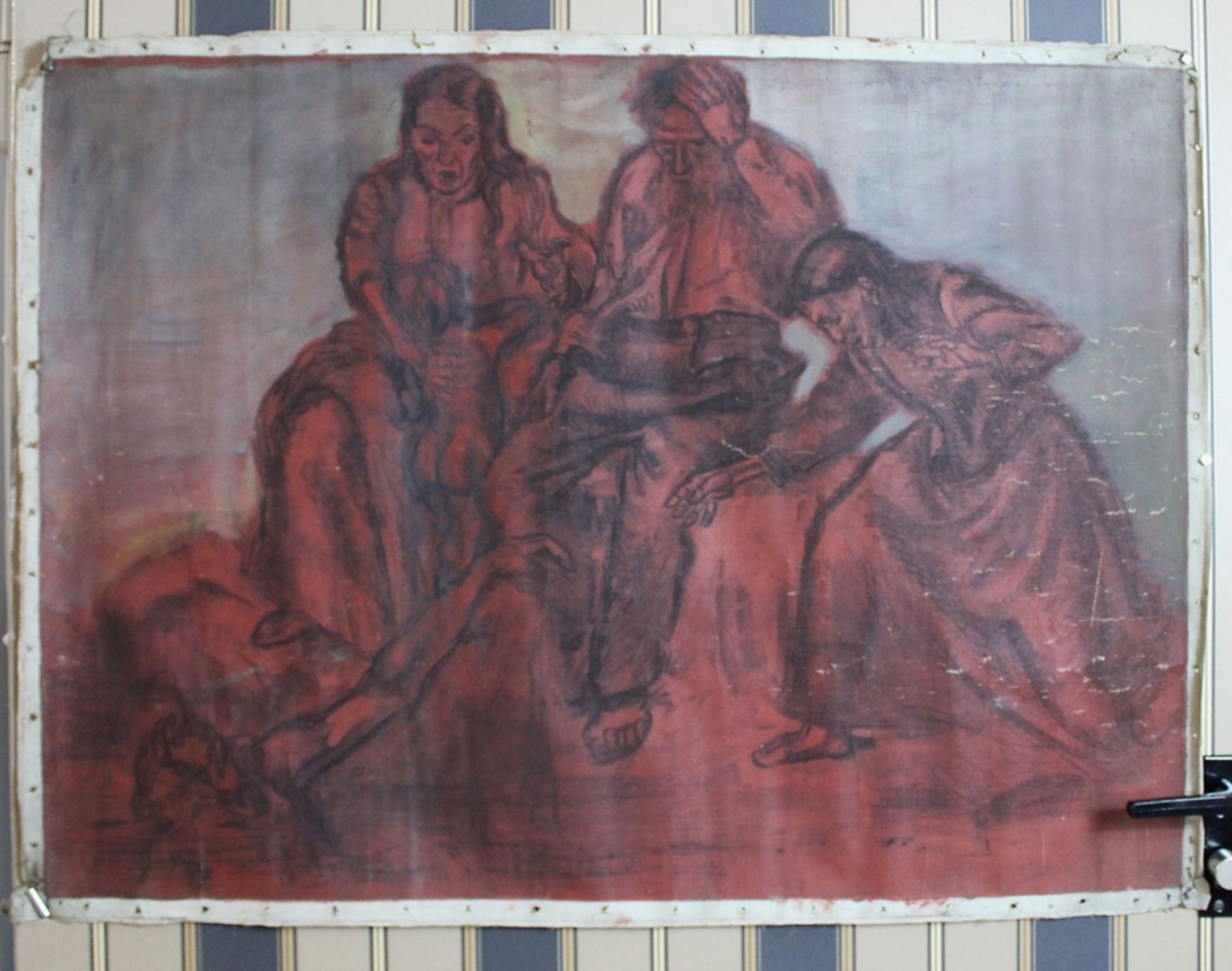 Gemälde Öl auf Leinwand wohl 19 Jh., ca. 114 x 84 cm, Beschädigungen vorhanden