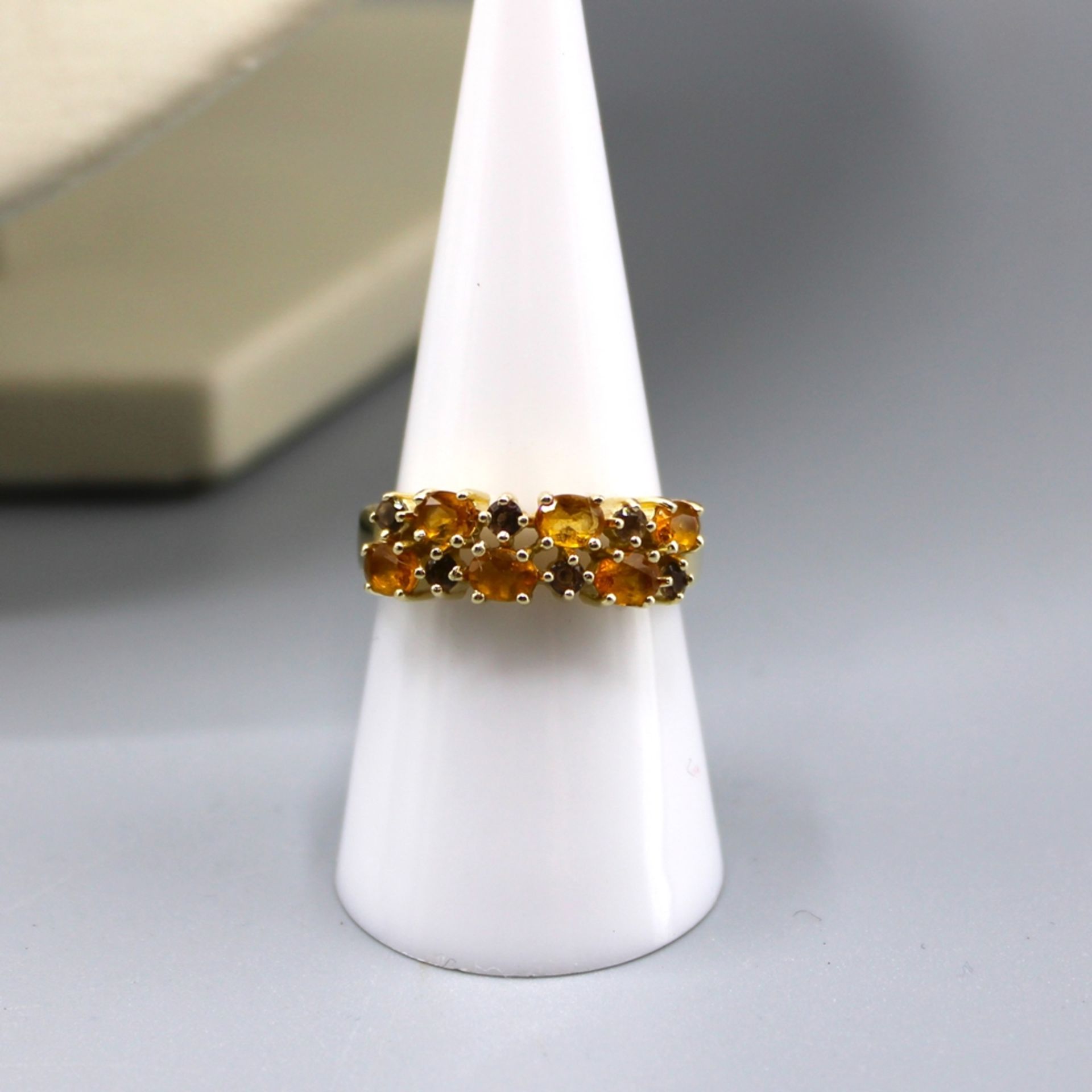 Christ Citrin Schmuckset Ring Ohrringe Anhänger m. Kette 585 Gold, Citrin m. kl. gelbbraunen Steine - Bild 2 aus 3