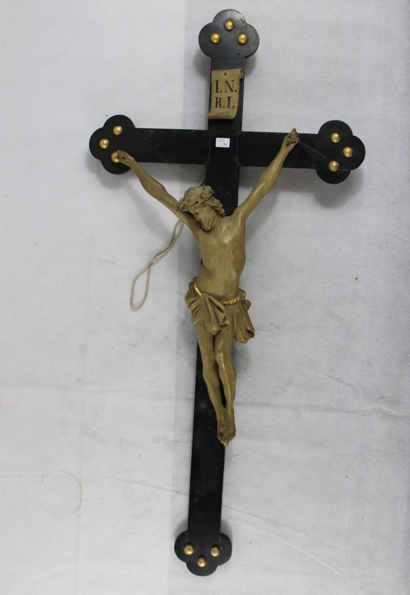 Kruzifix Holz geschnitzt u. gefasst 19 Jh. ca. 76 cm