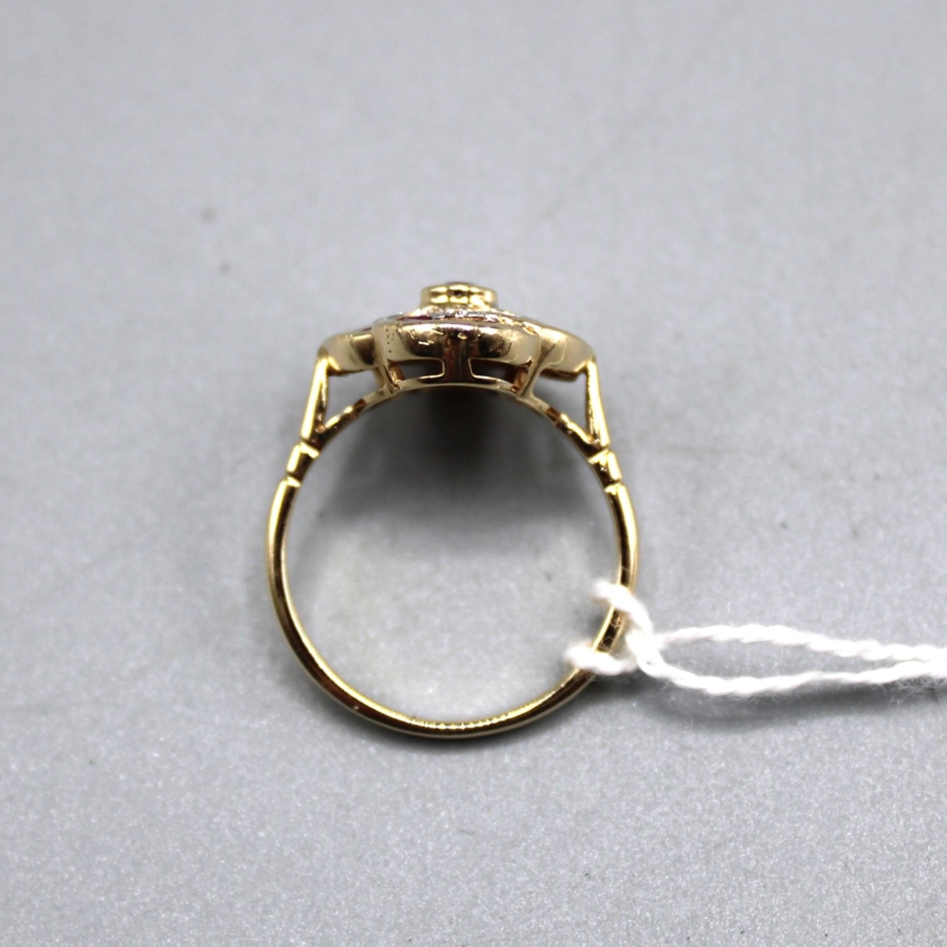 Rubin Diamant Goldring 585, Ringkopf ca. 17,4 x 14 mm, Ring Ø ca. 18 mm, 4,9 g - Image 2 of 2