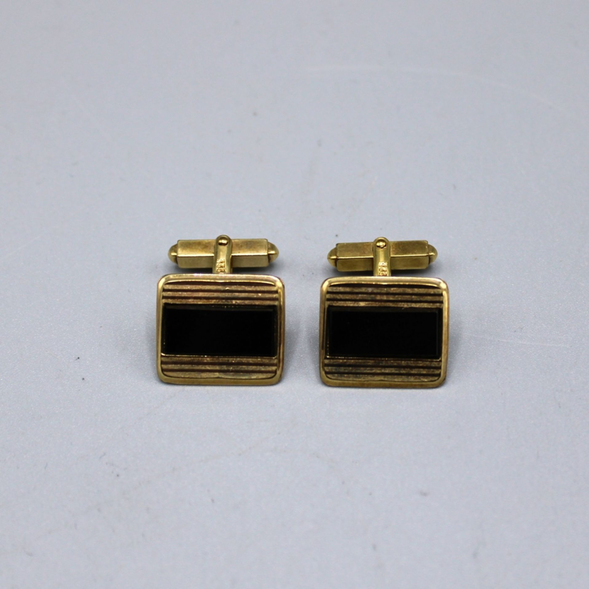 Onyx Manschettenknöpfe 333 Gold, ca. 17,5 x 15,1 mm, 8,7 g