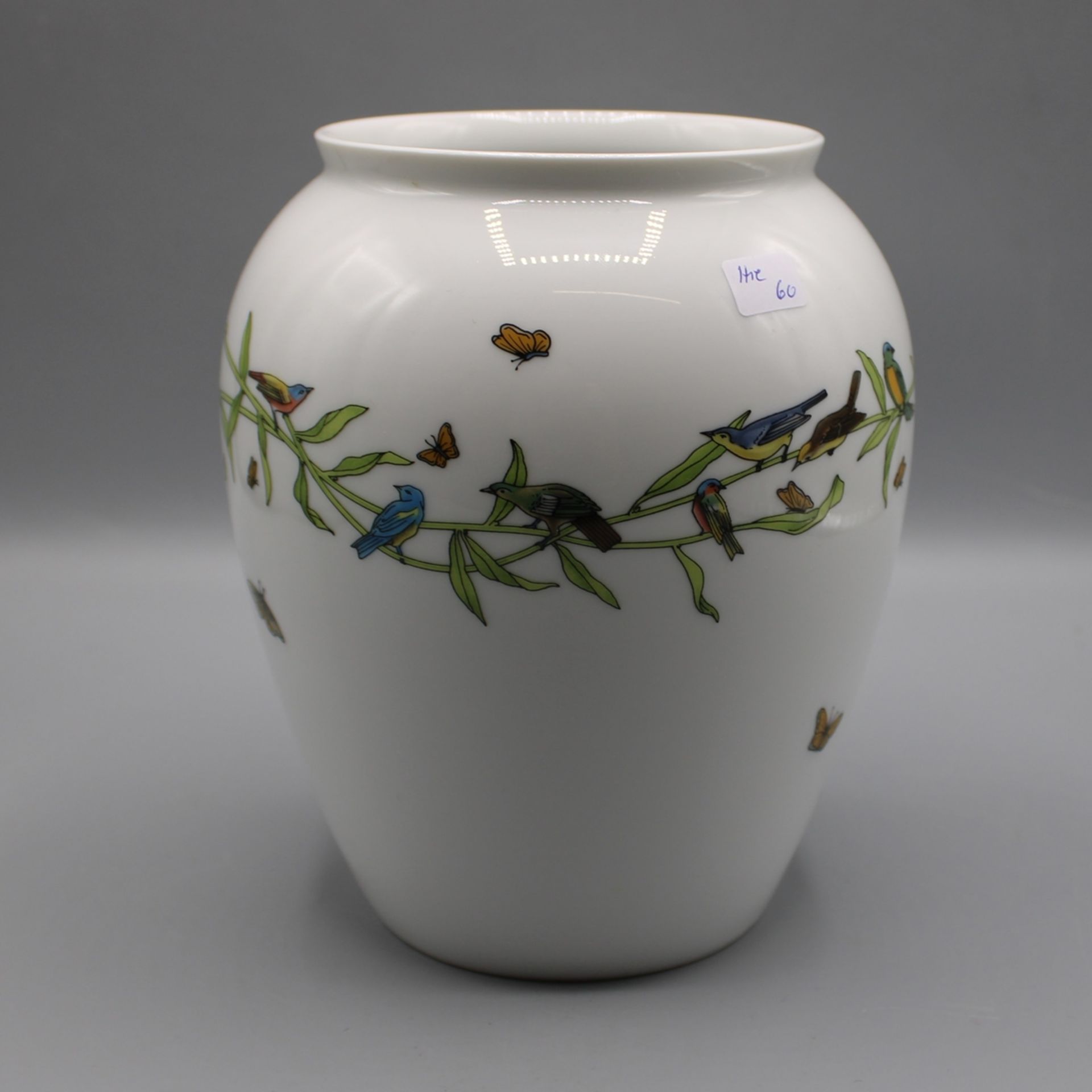 Rosenthal Vase Vogel- Insektendekor 20 Jh. ca. 18 cm