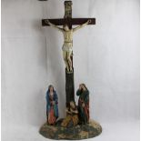 Kreuzigungsgruppe Schnitzfiguren wohl Tirol um 1780 ca. 77 cm