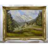 Heiligenblut am Großglockner Gemälde, Öl auf Leinwand, signiert, ca. 94 x 74 cm (mit Rahmen)