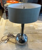 A PAIR OF PORTA ROMANA MIRRORED TABLE LAMPS WITH SHADES,
