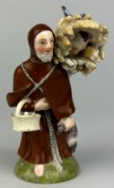 A MEISSEN PORCELAIN DOUBLE SCENT BOTTLE WITH STOPPERS IN THE FORM OF MONK CONCEALING A WOMAN IN A