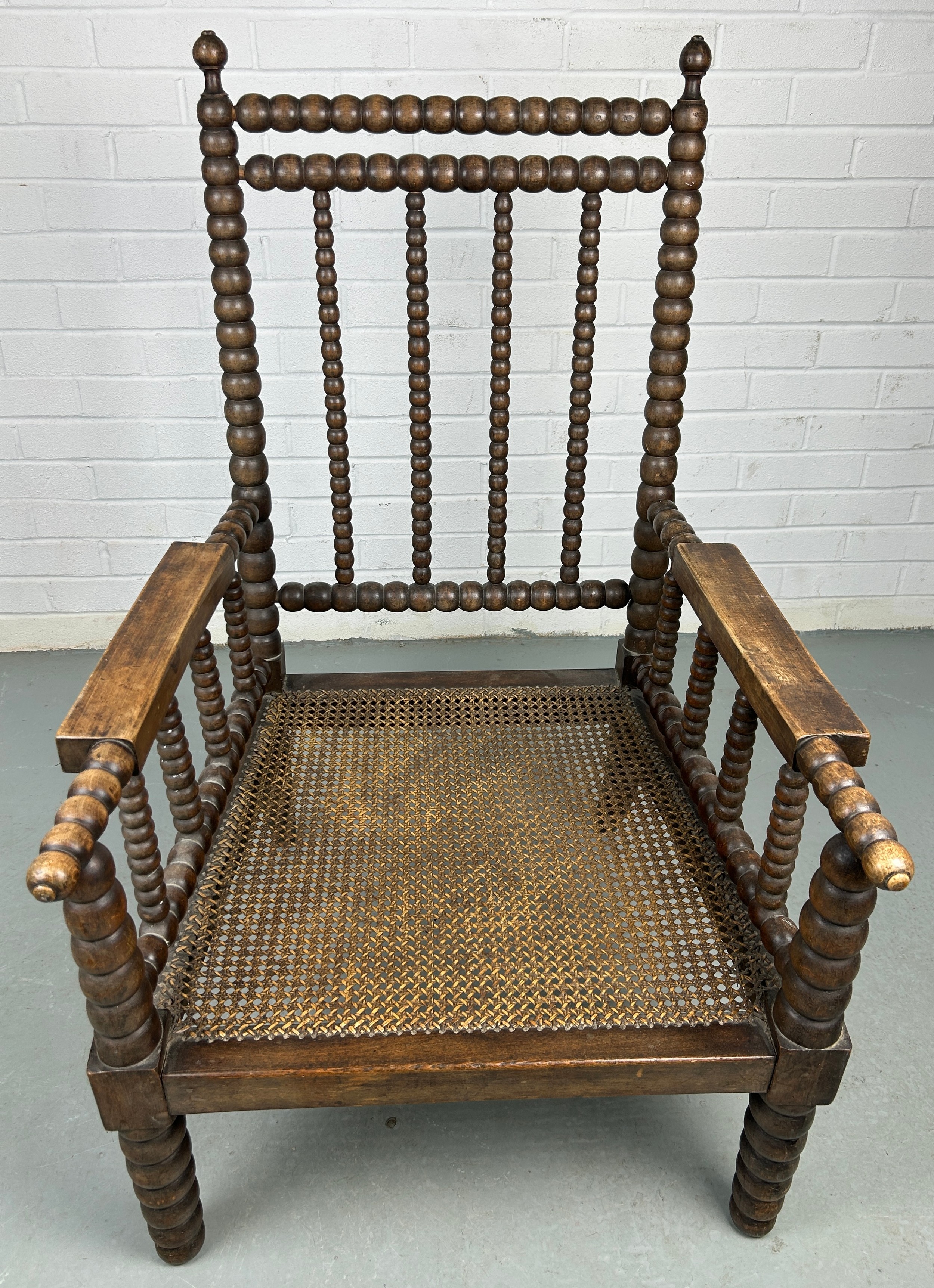 A BOBBIN TURNED ARMCHAIR ON FOUR LEGS, 106cm x 65cm x 65cm - Image 3 of 3