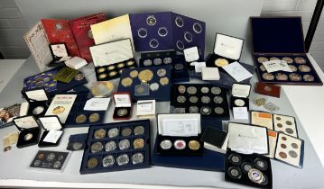 A LARGE COLLECTION OF QEII SILVER PROOF AND GOLD PLATED PROOF COINS FOR JUBILEES AND OTHER MEMORIALS