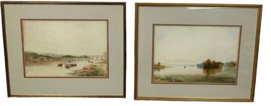 F.A. JENSEN: A PAIR OF WATERCOLOURS DEPICTING BOATS ON A RIVER