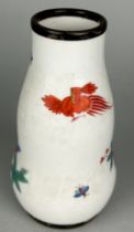 A MEISSEN PORCELAIN BOTTLE VASE WITH SILVER RIM AND BASE, From the collection of Baroness Van Zuylen