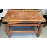 A BUTCHERS BLOCK POSSIBLY LATE 19TH CENTURY, 122cm x 81cm x 71cm