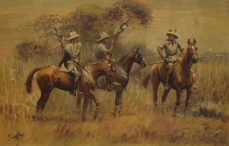 AFTER CHARLES 'SNAFFLES' JOHNSON PAYNE (1884-1967), A coloured lithograph depicting hunters on