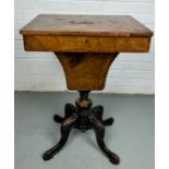 A 19TH CENTURY SEWING TABLE, Damage to top. 71cm x 51cm x 38cm