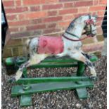 A VINTAGE ROCKING HORSE OF SMALL PROPORTIONS, 76cnm x 70cm x 30cm