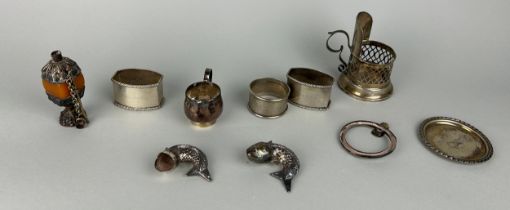 A COLLECTION OF VARIOUS SILVER ITEMS, To include one with amber coloured stones. Total weight: