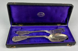 A SILVER CHRISTENING SPOON AND FORK, Marked 1875 B&V (boxed) Total weight: 64gms