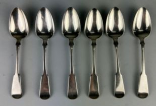 A SET OF SIX SILVER GEORGE II SILVER DESSERT SPOONS MARKED FOR PHILLIP GODDARD, Total weight: 203gms