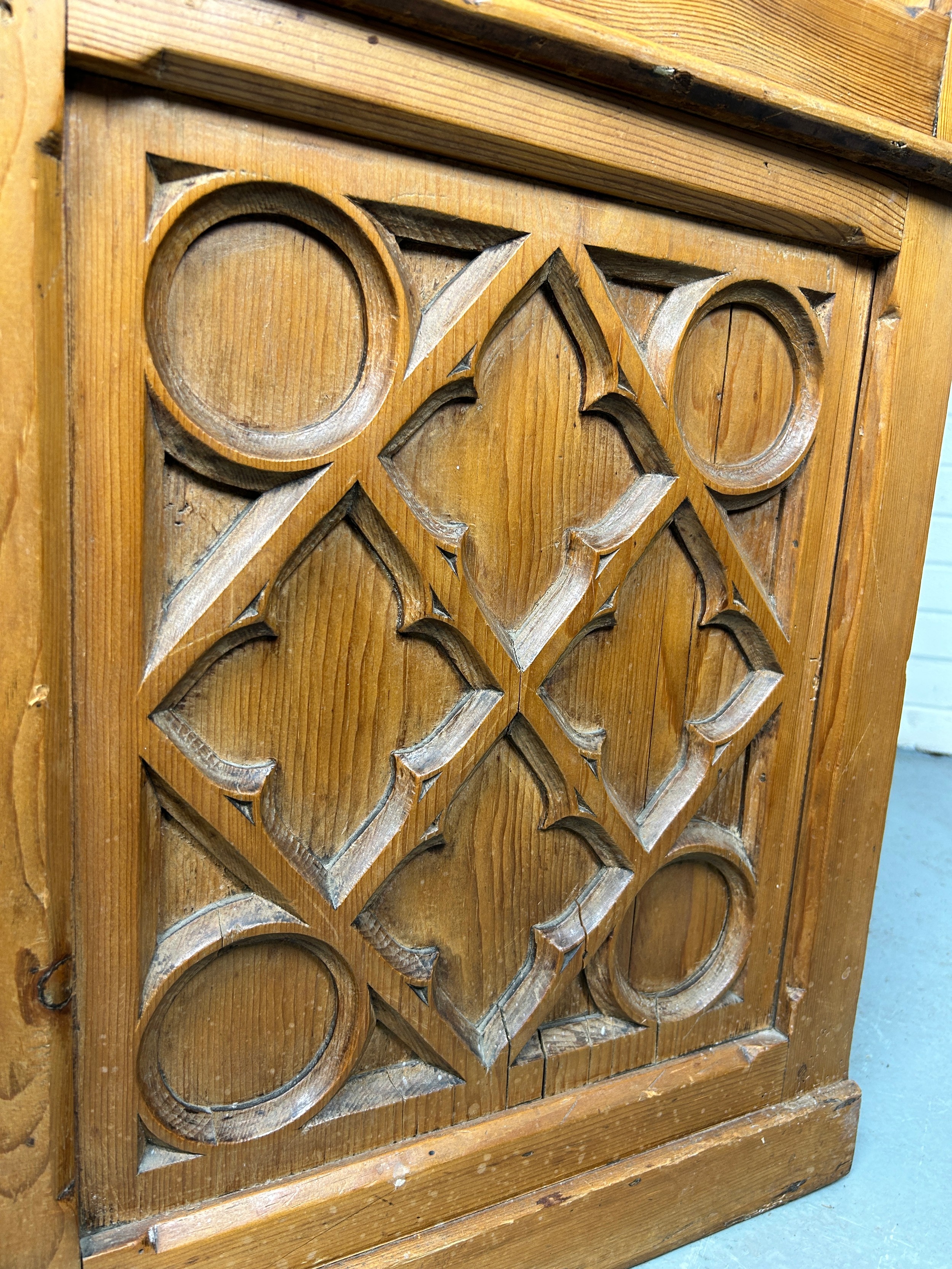 A CONTINENTAL PINE 19TH CENTURY GOTHIC DESIGN BUREAU BOOKCASE OR SECRETAIRE, 215cm H x 105cm W x - Image 12 of 17