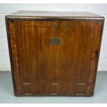 A 19TH CENTURY CAMPAIGN OAK TABLETOP WRITING CABINET, 60cm x 60cm x 33cm The fall front opening to