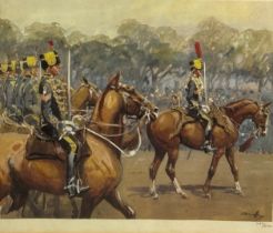 AFTER CHARLES 'SNAFFLES' JOHNSON PAYNE (1884-1967), Coloured lithograph depicting cavalry, edition