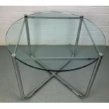 A GLASS AND ALUMINIUM CIRCULAR TABLE POSSIBLY EAMES FOR VITRA,