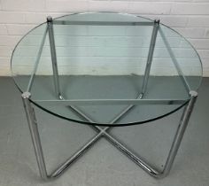 A GLASS AND ALUMINIUM CIRCULAR TABLE POSSIBLY EAMES FOR VITRA,