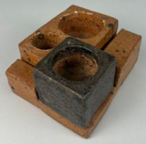 A MODERNIST SCULPTURE GLAZED POTTERY SCULPTURE, 17cm x 14cm x 8cm Unknown artist.