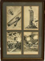 AFTER BRUCE BAIRNSFATHER (1887-1959), A set of four bystander prints, mounted in a frame and glazed.