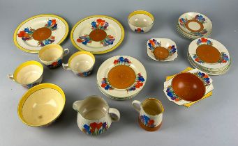 A COLLECTION OF CLARICE CLIFF (27) To include plates, tea cups, jugs, bowls, saucers, dishes
