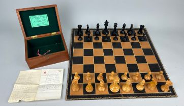 A COMPLETE STAUNTON CHESS SET 'THE STAUNTON CHESS-MEN' BY JACQUES AND SON WITH ORIGINAL BOX AND KEY,