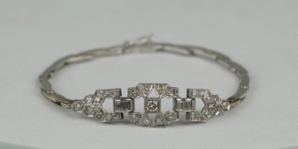 AN PLATINUM BRACELET SET WITH DIAMONDS IN AN ASPREY AND CO BOX, Marked 'LONDON MADE' Weight: 8.06gms