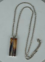 A RARE BLUE JOHN OR FLUORITE PENDANT ON SILVER CHAIN, Total weight: 35.3gms