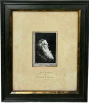 HEINRICH S UHLRICH (1846-1937) AN ENGRAVING OF JOHN RUSKIN (1819-1900) 8cm x 5.5cm. Mounted in a