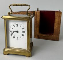 A FRENCH CARRIAGE CLOCK IN CASE