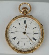 AN 18CT GOLD CHRONOGRAPH POCKET WATCH 146gms Outer case 5.6cm D