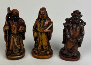 THREE CHINESE RESIN FIGURES, Tallest 7cm H