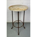 AN IRON STAND WITH A MARBLE TOP IRON 73cm x 43cm