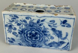A DUTCH DELFT WARE CHINOISERIE JARDINIERE, Decorated in blue and white with figures, flowers and