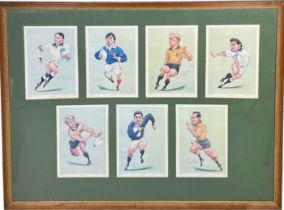 A SET OF LIMITED EDITION PRINTS AFTER JOHN IRELAND DEPICTING SEVEN RUGBY PLAYERS, Each signed by the