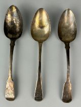 THREE 19TH CENTURY SILVER SERVING SPOONS, Total weight: 202gms