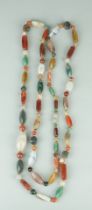 A FINE SCOTTISH AGATE AND HARDSTONE NECKLACE COMPRISING EIGHT FIVE INDIVIDUAL STONES, Strung with
