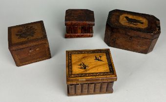 A GROUP OF FOUR 19TH CENTURY WALNUT CADDIES AND BOXES (4)