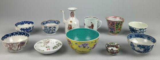 A COLLECTION OF ELEVEN CHINESE AND CHINESE EXPORT PORCELAINS (11) Including 19th century bowls,